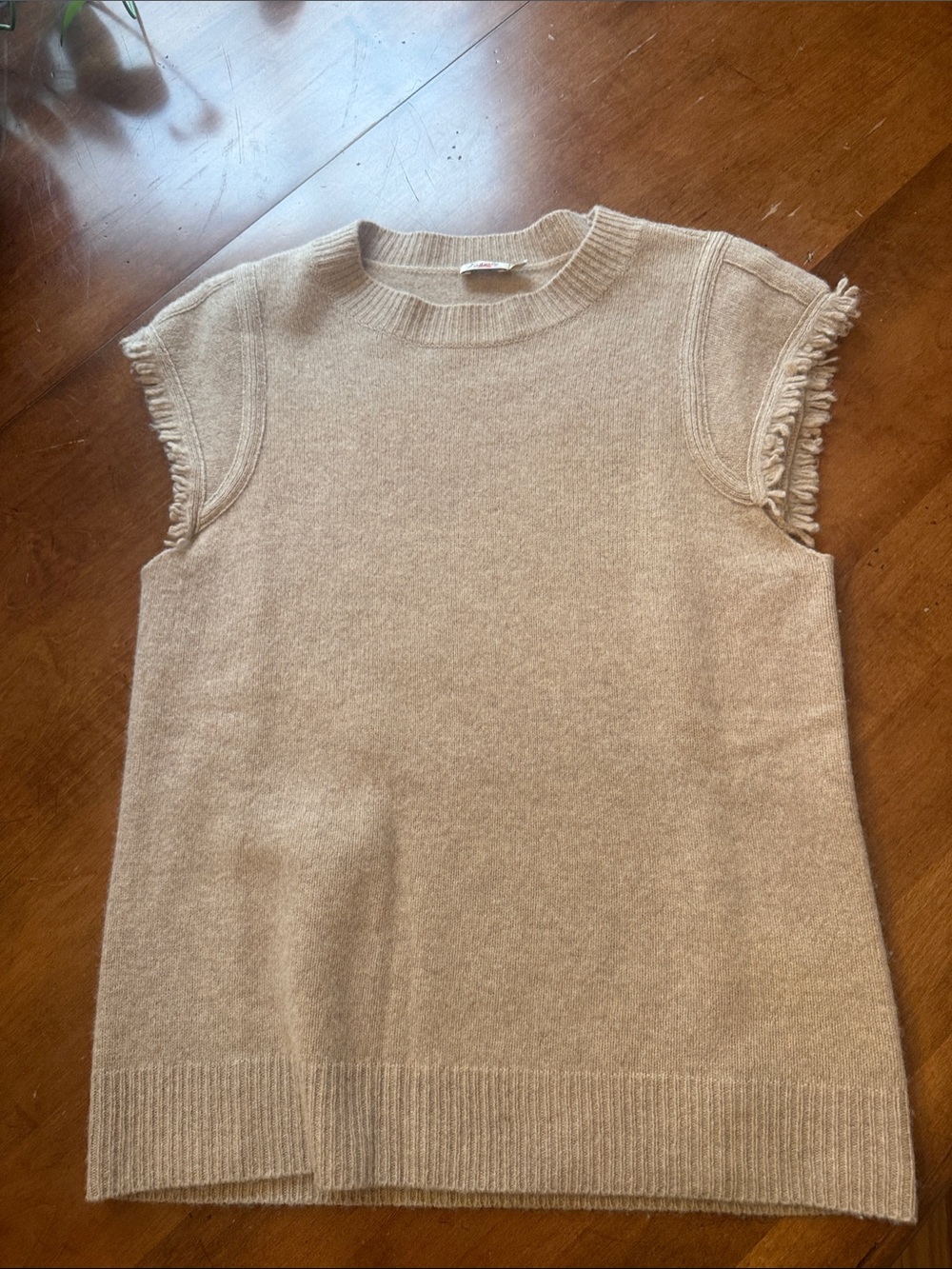 Faherty Neutral Beige Ribbed Knit Top